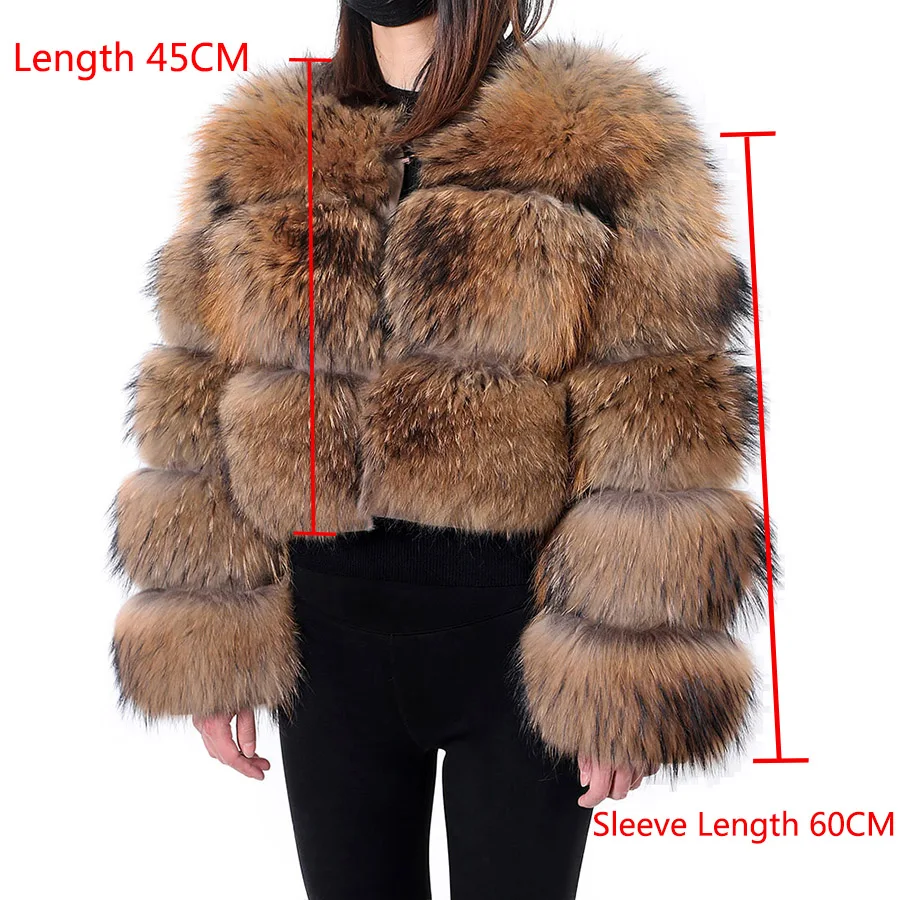 2023 Hot Sale  Natural Real Raccoon Fur Coat Women Hooded Luxury Fur Jackets Winter Warm Female Clothes Vest