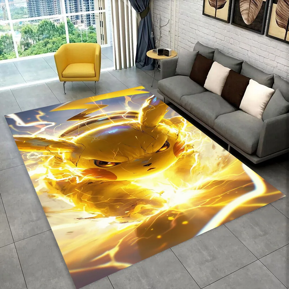 2025 nuevo Pokemon lindo Pikachu regalo de dibujos animados alfombra para dormitorio sala de estar decoración del sofá del hogar, alfombra de suelo de decoración de juegos para niños