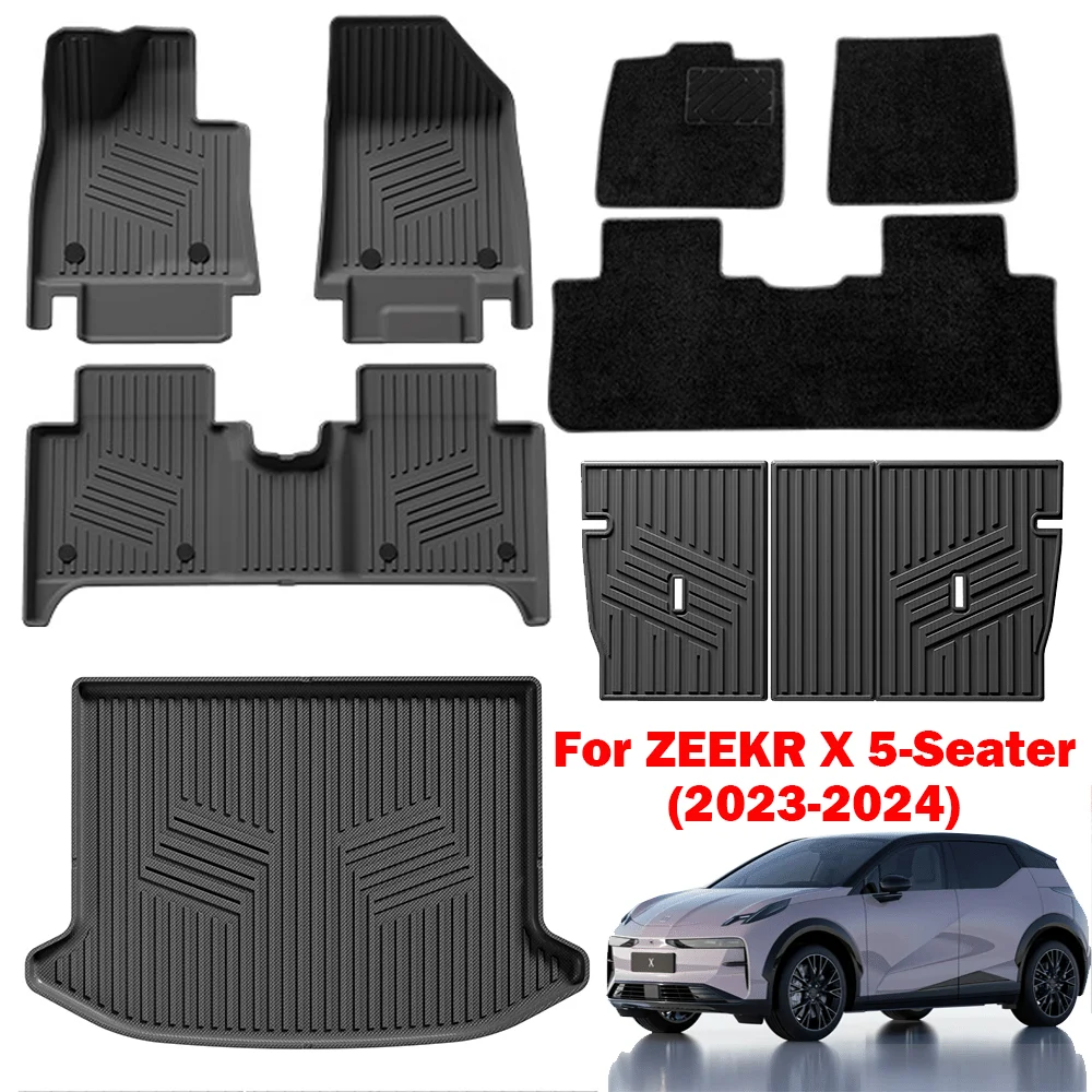 

Для ZEEKR X 5 мест 2023 2024 автомобильные коврики грузовой подкладки багажник/коврик на спинку TPE 3D всепогодные аксессуары черный