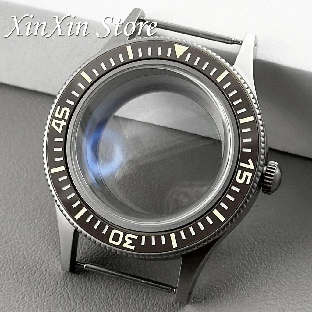 40mm Retro Luminous Bezel Diving Double Domed Coated AR Sapphire Glass Titanium Watch Case For NH34 NH35 NH36 NH38 4R35 Movement