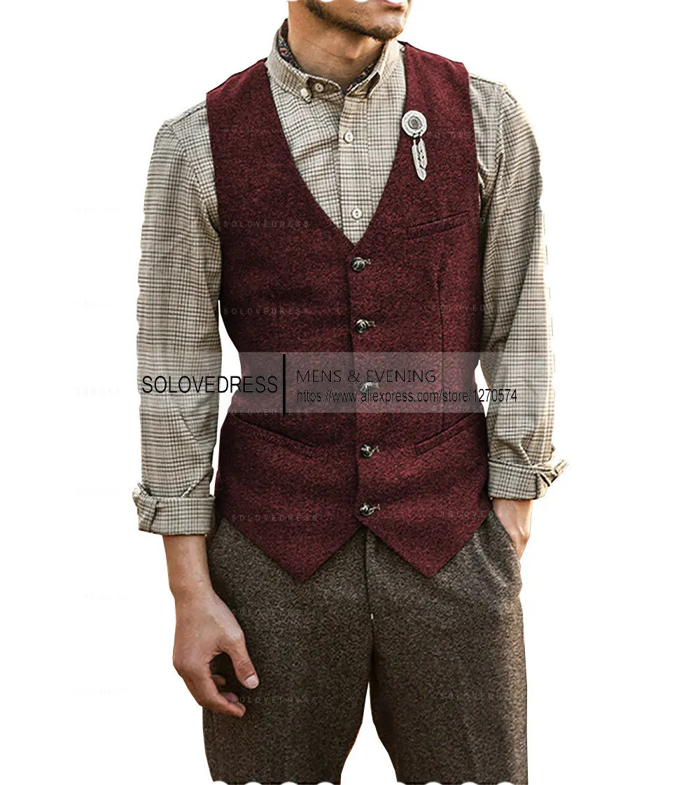 V Neck herren Anzug Westen herren Weste Fischgräten Für Jacke Anzüge Formale Business Weste Weste Groosman Für Hochzeit