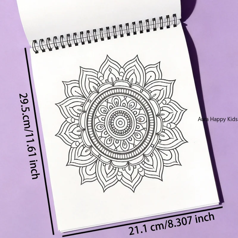 A Mandala Decompression and Healing Coloring Book, Black and White Fine Line Drafts, Adult Relaxing and Calming Hand Drawn Books