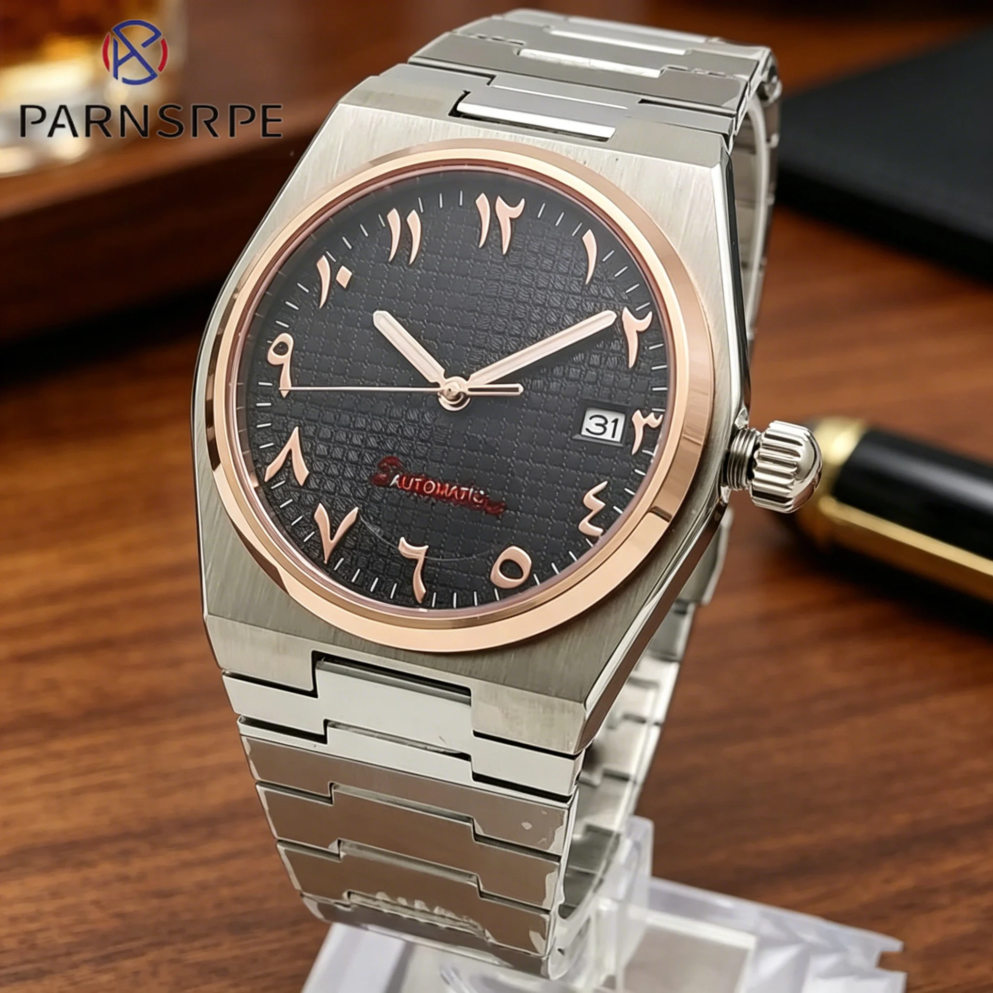 Luxurious Men's Automatic Watch NH35 Mechanical Watch Sapphire Glass Waterproof Analog Retro Date Watches Rose Gold