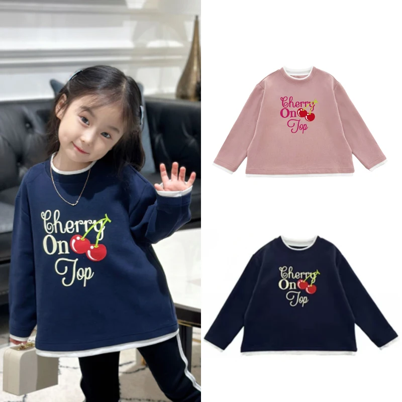 

Kids Sweaters 2024 Autumn Winter Girls Cute Print Sweatshirts Children Cotton Outwear Tops Clothing