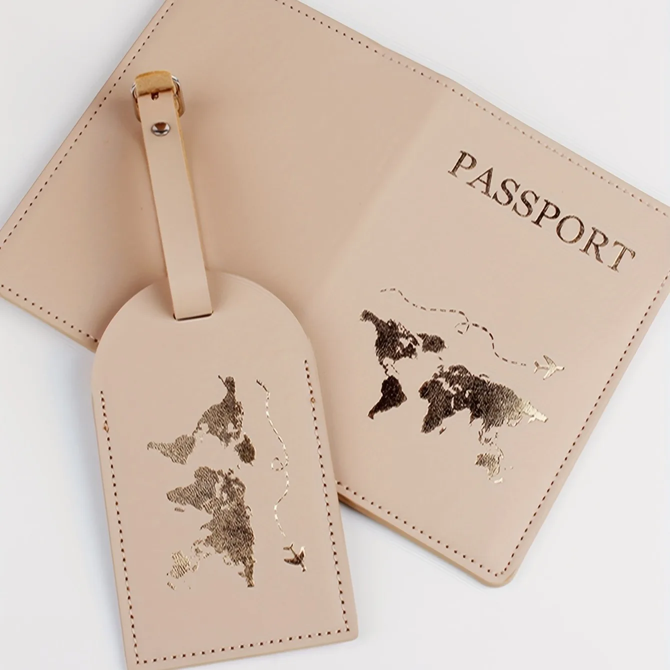 2 Teile/satz Passport Abdeckung Gepäck Koffer Tag Mit Name ID Karte Anti-verloren PU Leder Brieftasche Reise Zubehör Für flug Paare – Detail 12