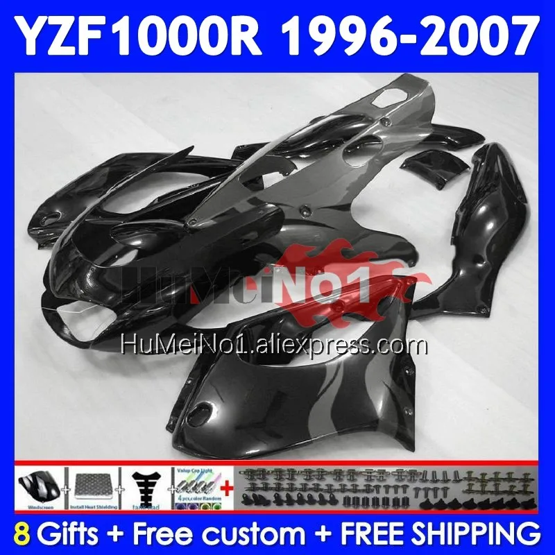 Thunderace For YAMAHA YZF 1000R YZF1000R All black 1996 1997 1998 1999 2000 2001 353No.70 YZF-1000R 02 03 04 05 06 07 Fairing