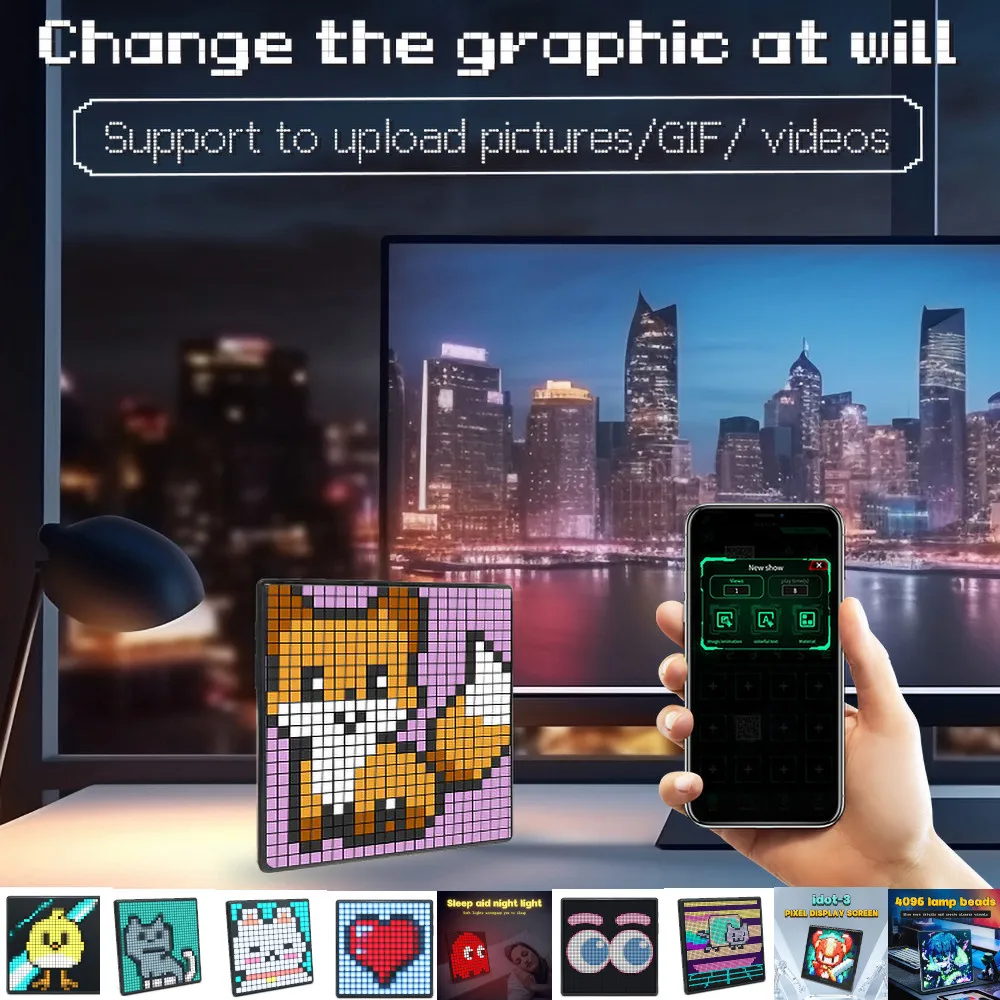 LED بكسل عرض APP التحكم للبرمجة ضوء الليل DIY نمط النص الرسوم المتحركة للديكور المنزل علامة الشاشة الرقمية #2