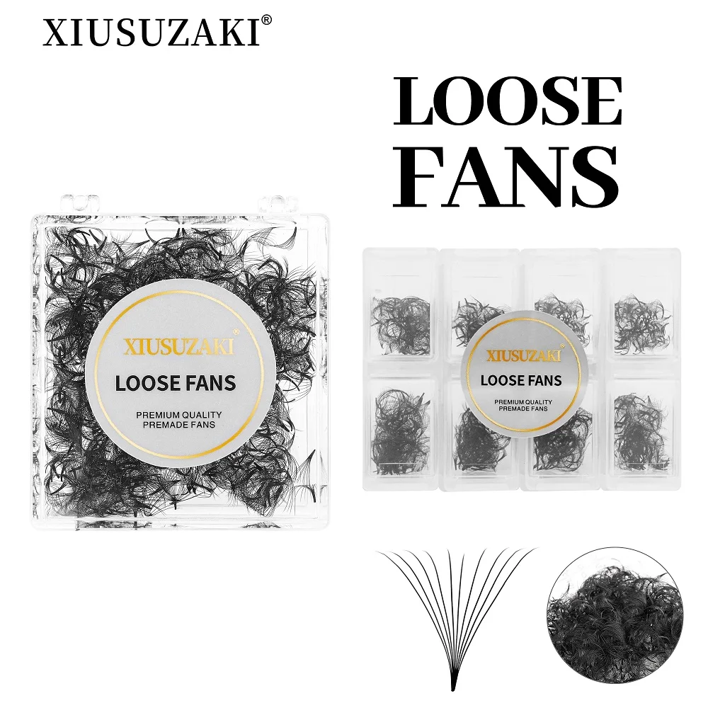 Xiusuzaki Puntige Basis Losse Fans Wimpers Extensions Professionele Medium Steel Scherpe Dunne Voorgemaakte Volume Fans Wimper Extensions