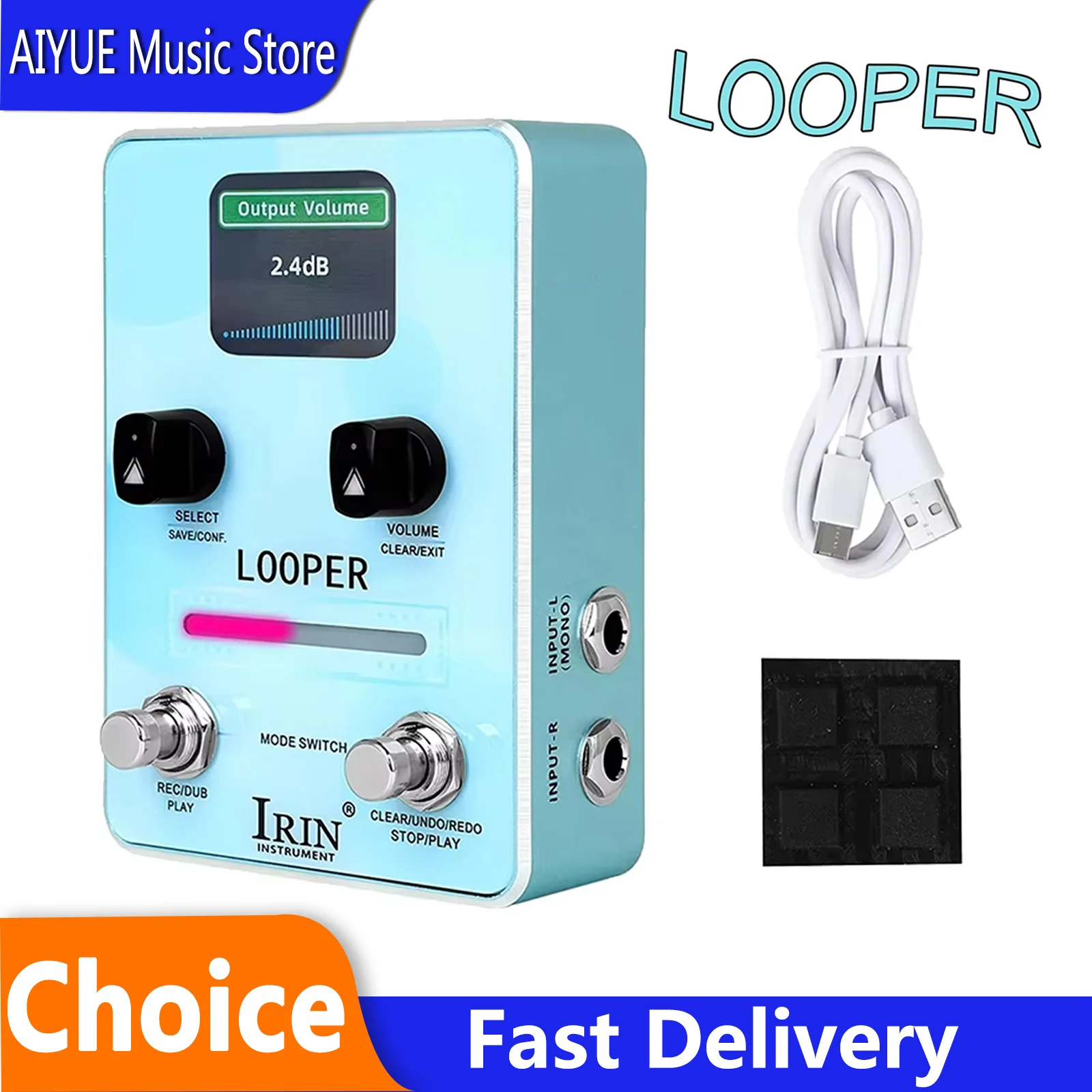 Guitar Single Effect Pedal Phrase Loop 16 Bit 44.1kHz Loop Total Recording 160 Min 40 Loop Storage Locations High-qualitys