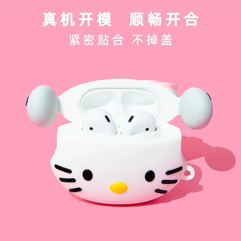 For Airpods 1 2 3 4 Pro Pro 2 Kitty listening to music Silicone Earphone Case Accessories Cover