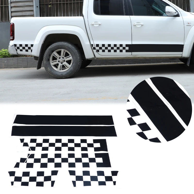 For VW Volkswagen Amarok 2011-2018 PVC Car Door Side Skirt Stripes Post Vinyl Stickers Trim Decorative Accessories