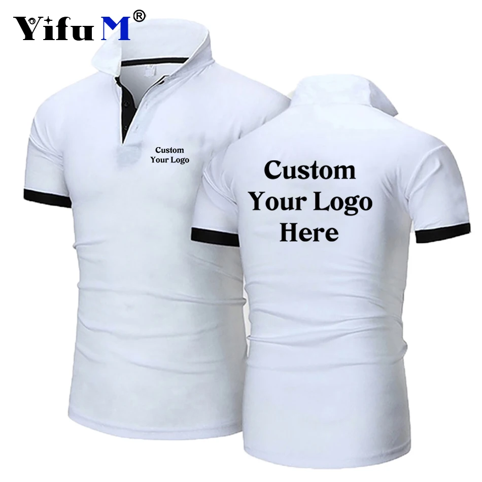 Custom Your Logo Company Personal Business Short Sleeve Polo Design Printing Logo Casual Men Women Lapel Cotton Slim Fit Shirt