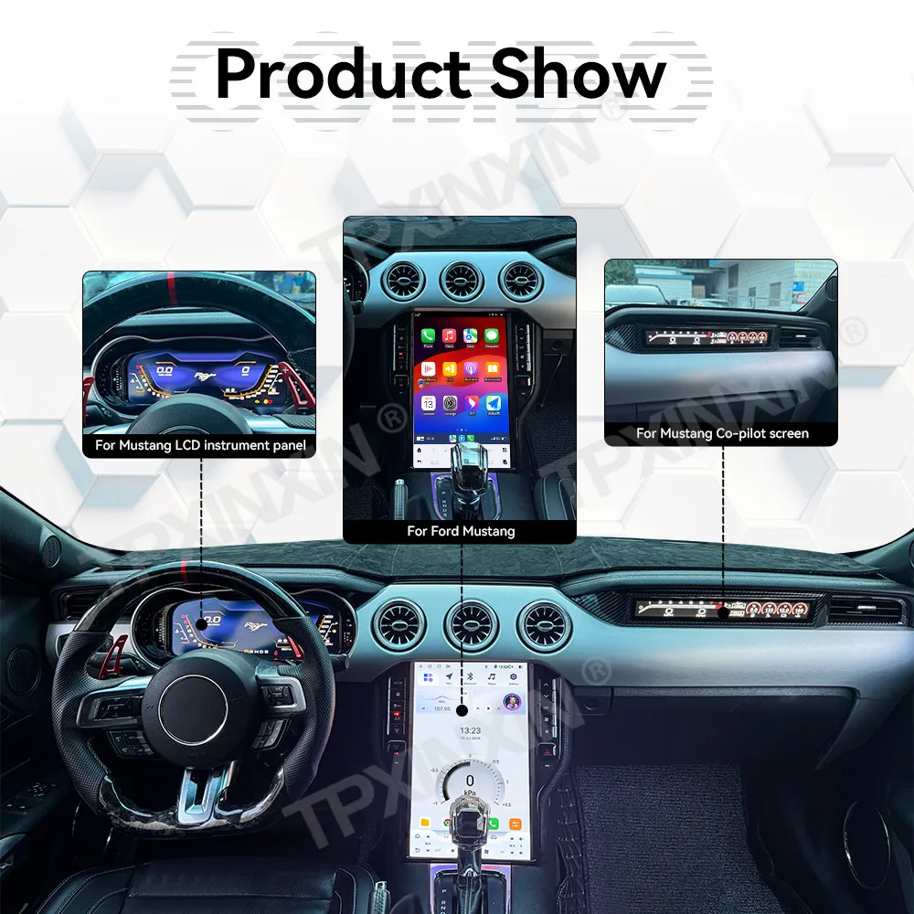 14.4 Inch For Ford Mustang 2015-2021 Android Car Radio Multimedia Video Player Digital Cluster Car LCD Co-pilot Dashboard Screen