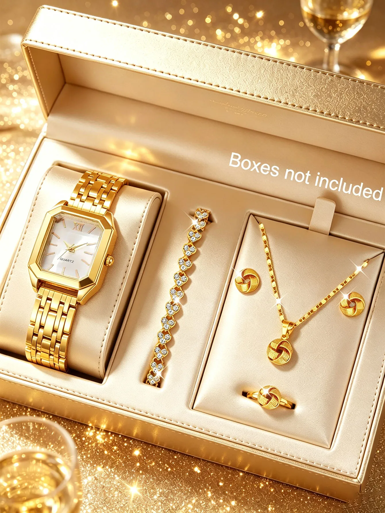 Compact Casual Ladies Quartz Watch Jewelry Set with Scale Design Perfect Christmas Gift for Lovers Stylish Small Timepiece