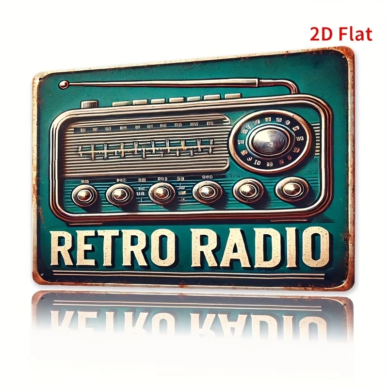 Retro Radio Pattern Tin Sign - Vintage Durable Metal Plaque Wall Decor, Antique Audio Home Office Bar Man Cave Wall Art