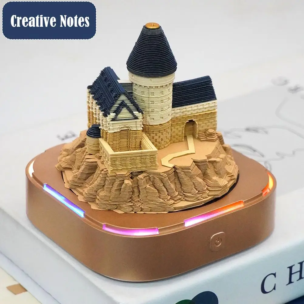 2025 Year Calendar DIY Tear-Away 3D Paper Art Notepad with Lights Desktop Decoration House Sculpture Gift