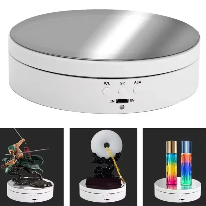 Motorized Rotating Display Stand Electric Turntable Revolving Base 360 Degree 3 Speed 4 Angels for Jewelry Collectible Display