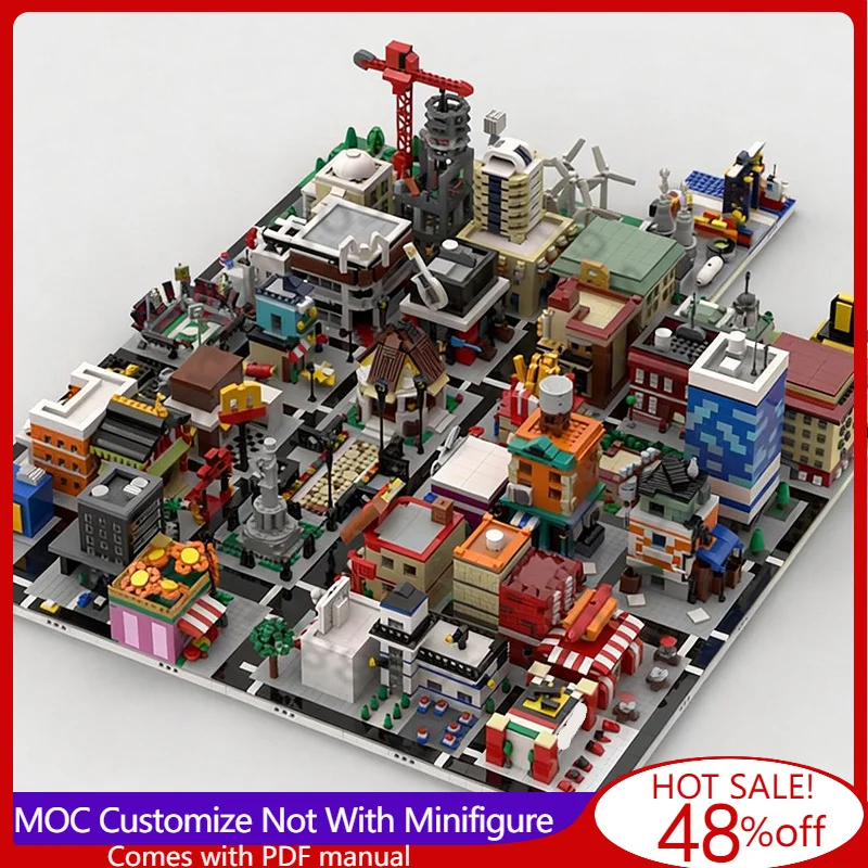 

15414 деталей, серия строительных блоков, мини-модульный город | конструктор из 41 различных модулей MOC, сборная игрушка-конструктор, подарок