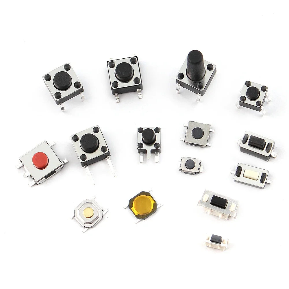125PCS Tactile Push Button Switch Kit 25 Values DIP/SMD Micro Switches Micro Push Buttons for Home Electronics Appliances