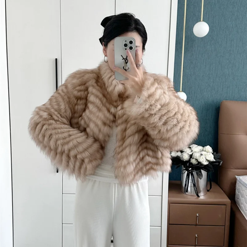 Women's Real Fur Jacket Natural Short Fox Fur Coat Thick Warm Luxury Winter Coat Clothing Clearance Sales For Woman Clothing