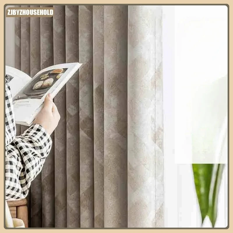 

Scandinavian Curtains for Living Dining Room Bedroom Minimalist Style Light Luxury Atmosphere Sunshade Heat Insulation Cloth