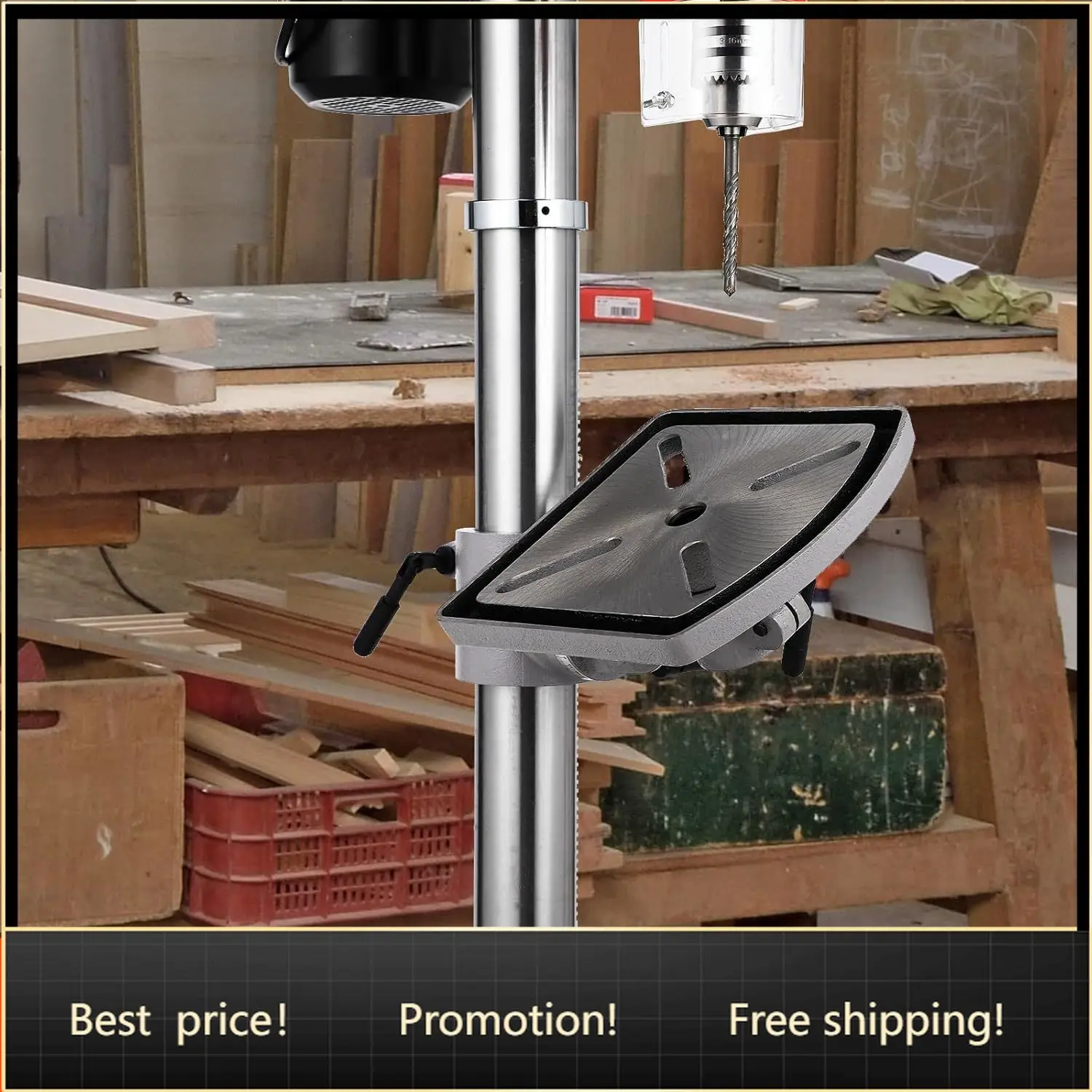 

13 in Benchtop Drill Press, 7.5 Amp 120V, 288-3084 RPM Variable Speed Cast Iron Bench Drill Press, 0-45°Tilting Worktable, Table
