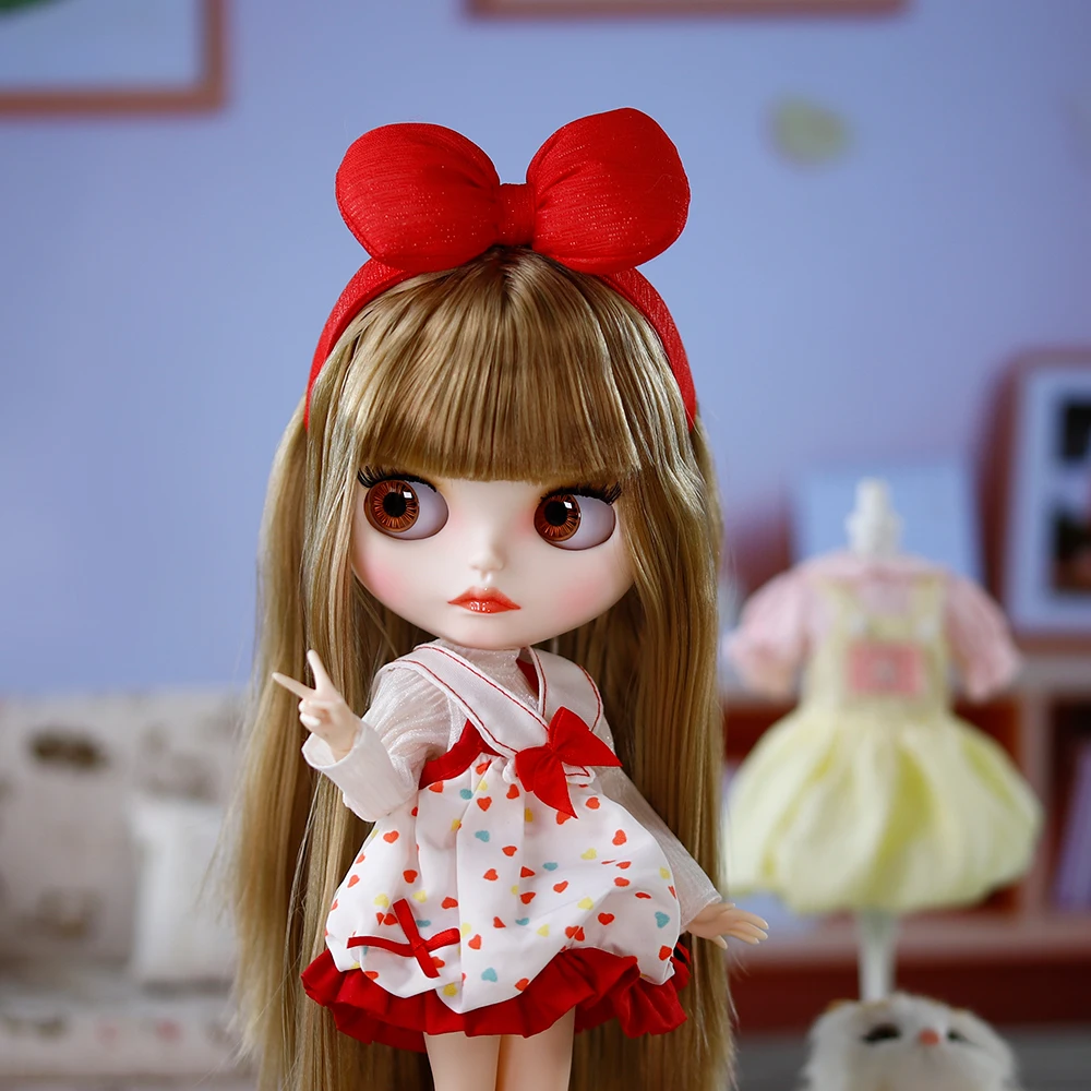 ICY DBS Blyth Doll White Skin Joint Body Matte Face Cute Set Playful Doll DIY SD Gift Toy
