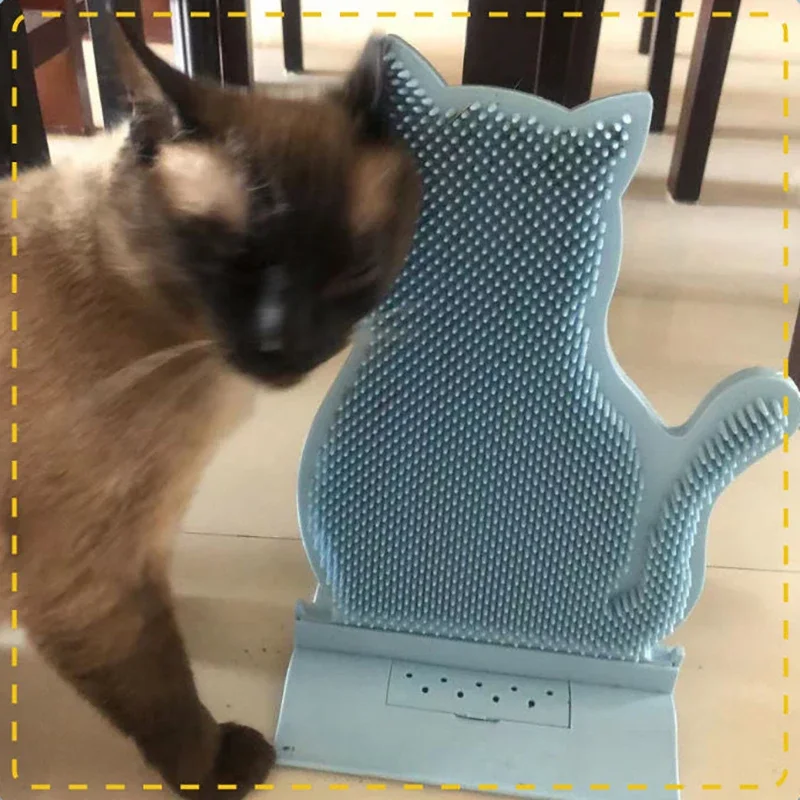 Cat Self Massage Brush Grooming Toy with Catnip Wall Corner Cat Self Groomer Shed Hair Removal Comb Cat Itching Brush Massage