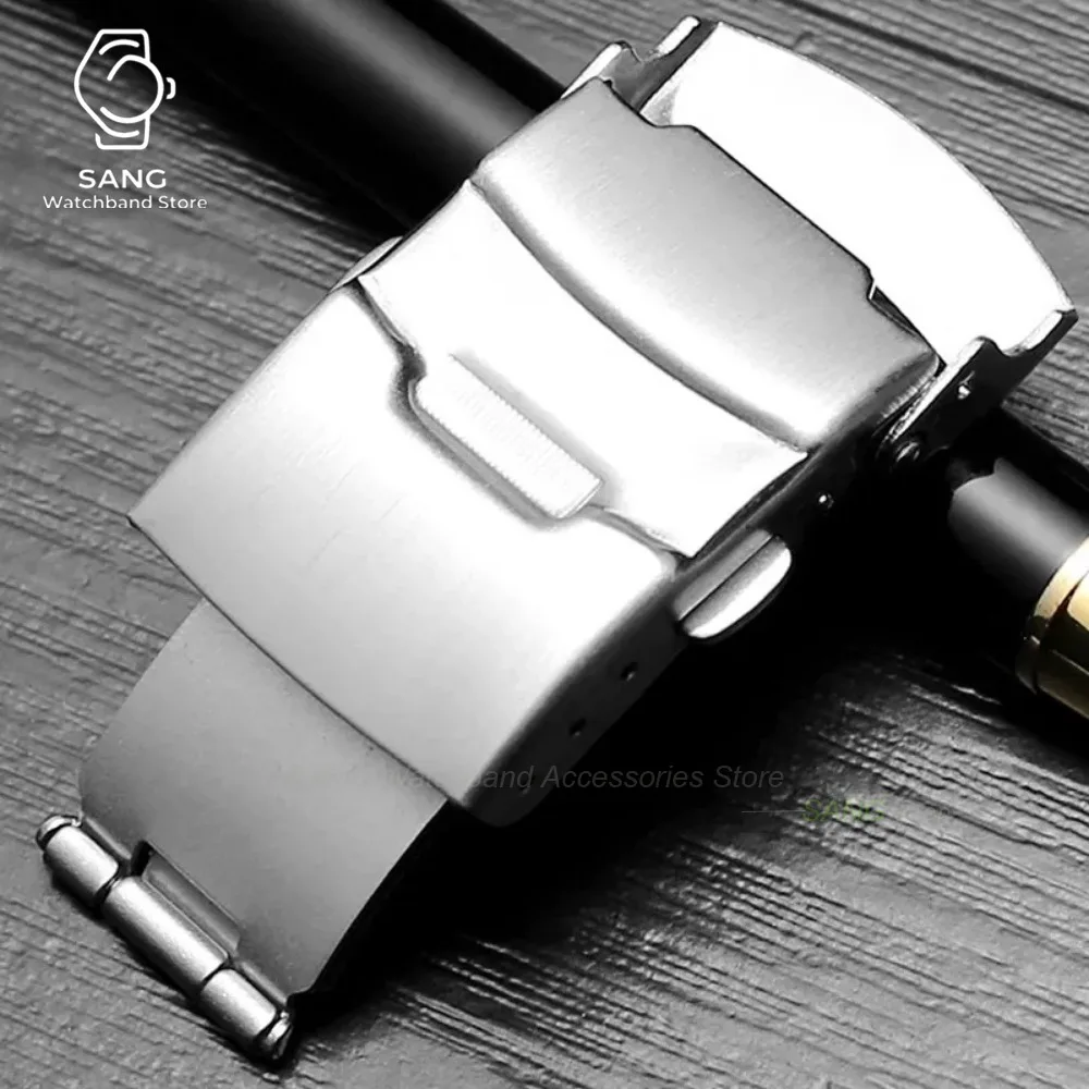 18mm 20mm 22mm 24mm 12/14/16/26mm Metal Watch Band Clasps Accessories 304 Stainless Steel Diving Style Folding Buckles for Seiko