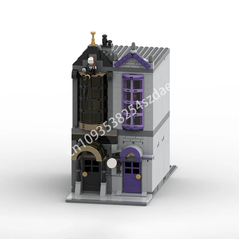 

936 шт. MOC модульная модель Ollivander S Madam Malkin, строительные блоки, архитектурная игрушка, сборка, сделай сам, идеи рождественских подарков, кирпич для детей