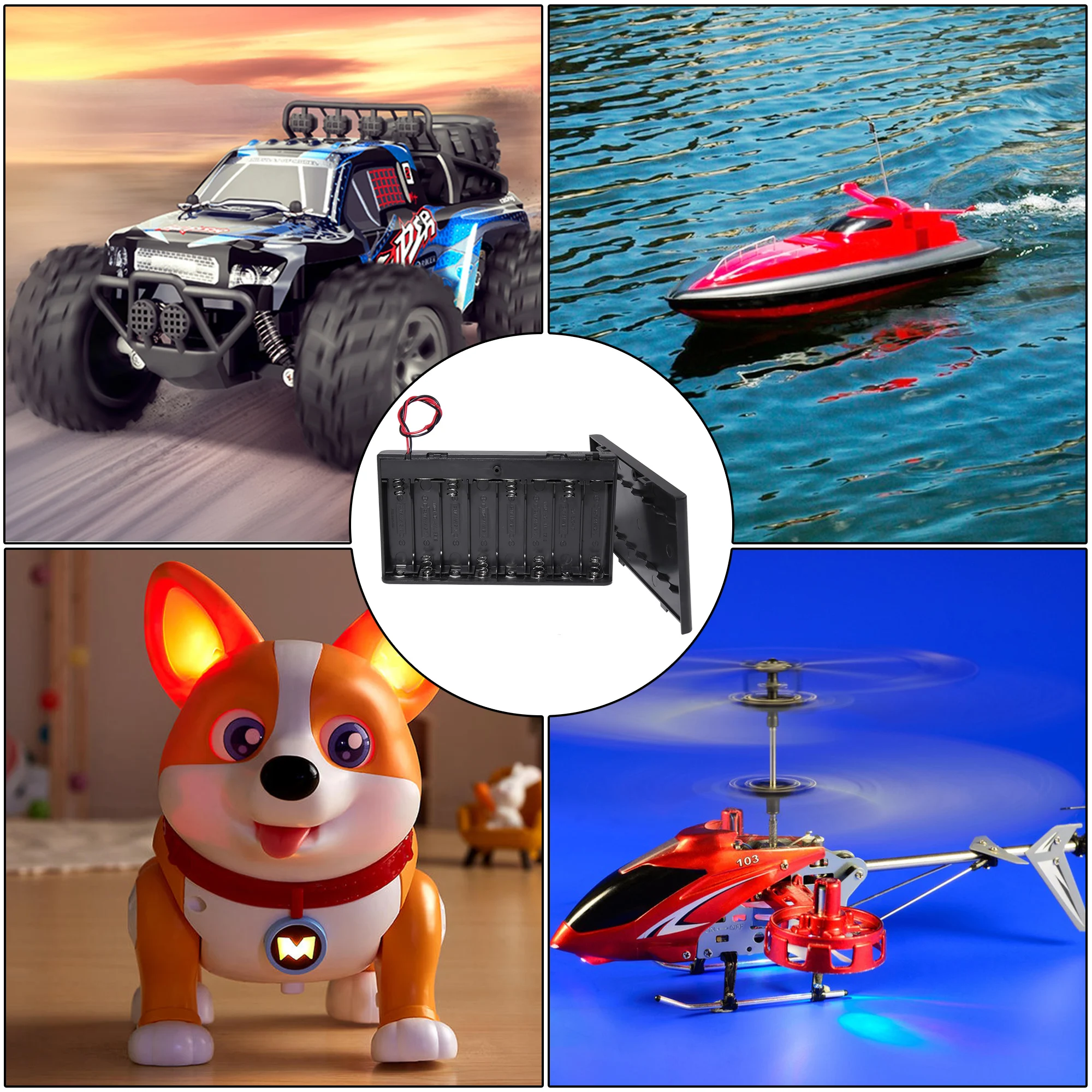 스위치 유선 ON/OFF 및 와이어 및 커버 포함, 8 AA 배터리 거치대, 12V 배터리 거치대 케이스 박스, 총 2 개