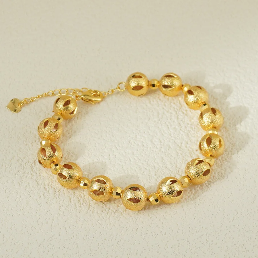 9999 gold Middle Eastern vintage luxury bracelet, hollow design, adjustable chain, suitable for women