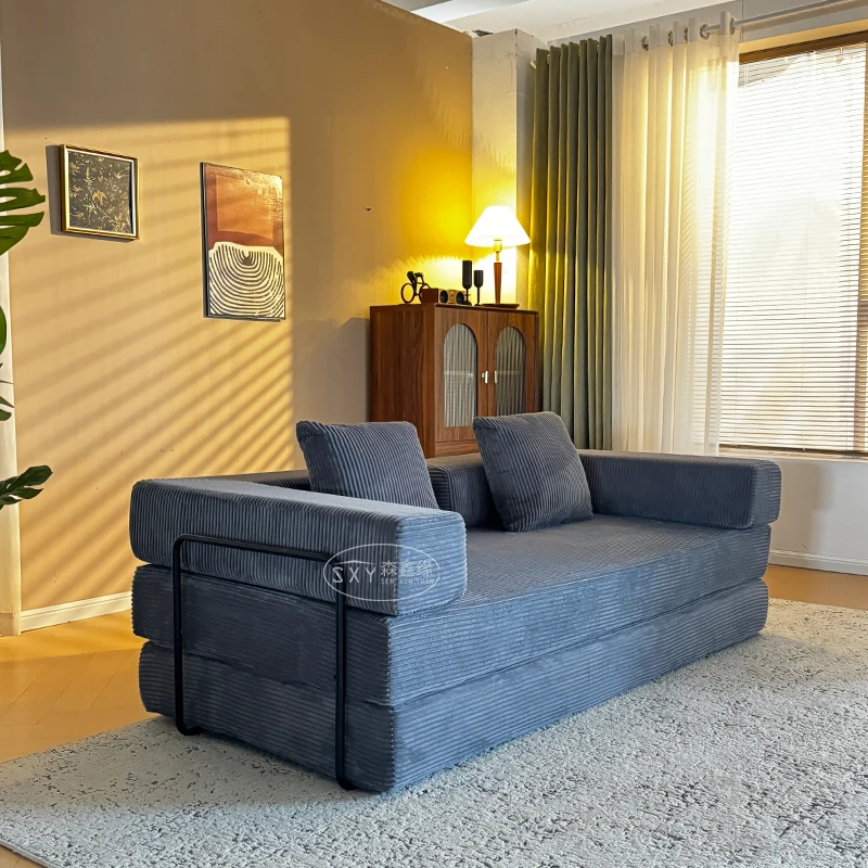 Modern Vacuum Compression Sofa Bed Tatami Style Corduroy Fabric Integrated Modular Sponge Molding Dual-Purpose Furniture