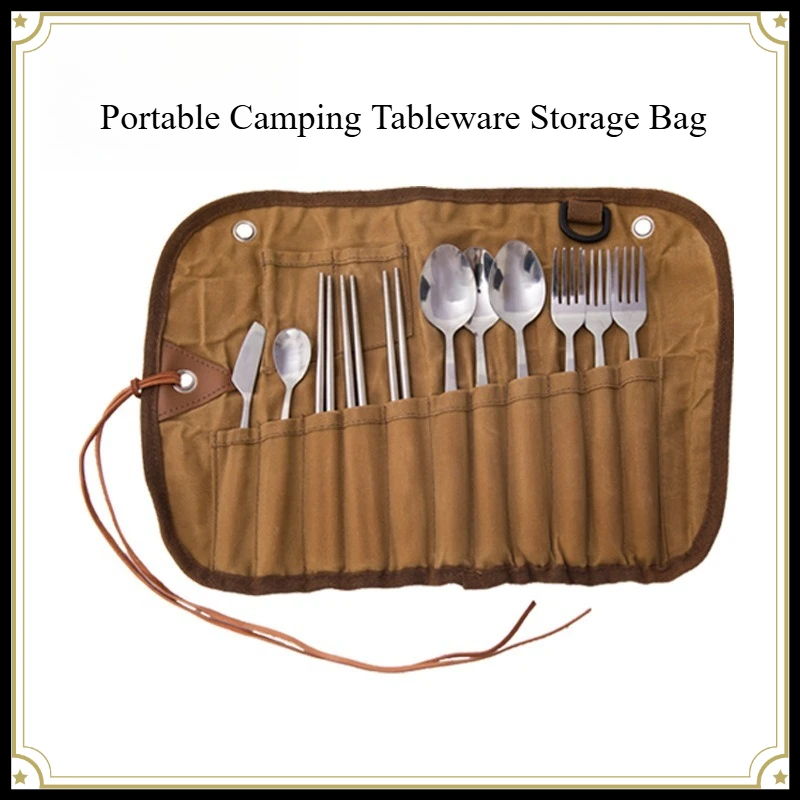 Portable Camping Tableware Storage Bag, Outdoor Cookware Organizer for Picnic Camping