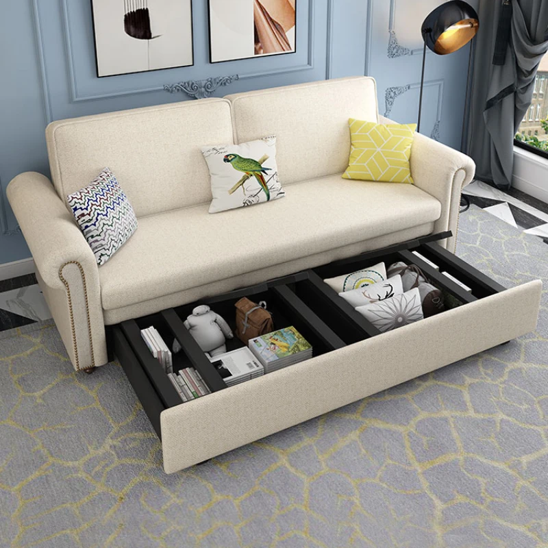 Sofa bed, sliding and foldable dual-purpose living room, small unit