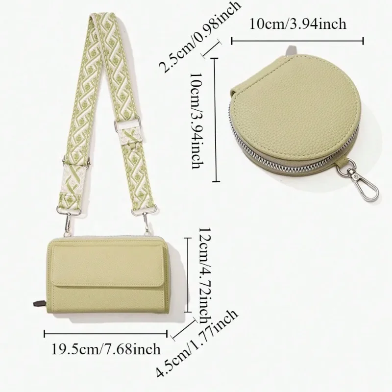 Other Summer mini mobile wallet Fashion crossbody square bag Lightweight PU with small purse retro white-collar business commute