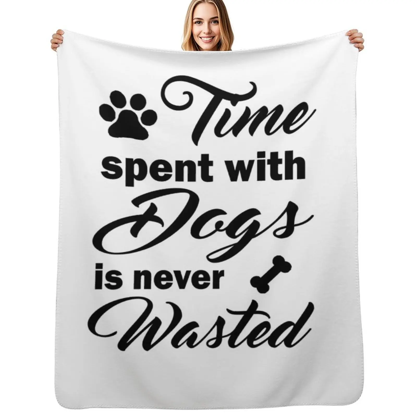 Time Spent With Dogs Is Never Wasted Throw Blanket Sleeping Bag Comforter Cute Plaid Soft Beds Baby warm winter Blankets
