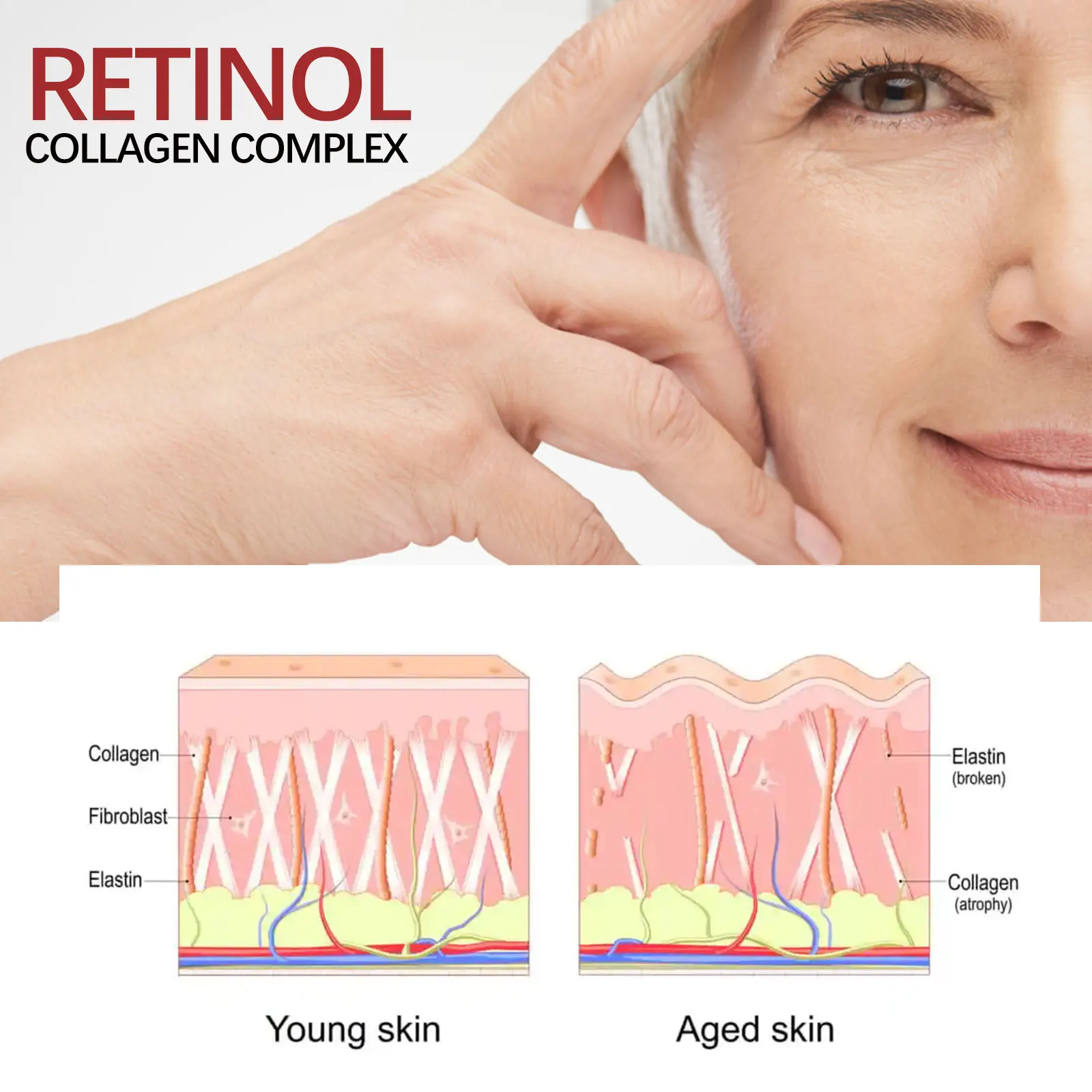 Krim Wajah Retinol, produk perawatan kulit krim wajah kolagen pelembap garis halus pudar emulsi pengencang, Krim Wajah