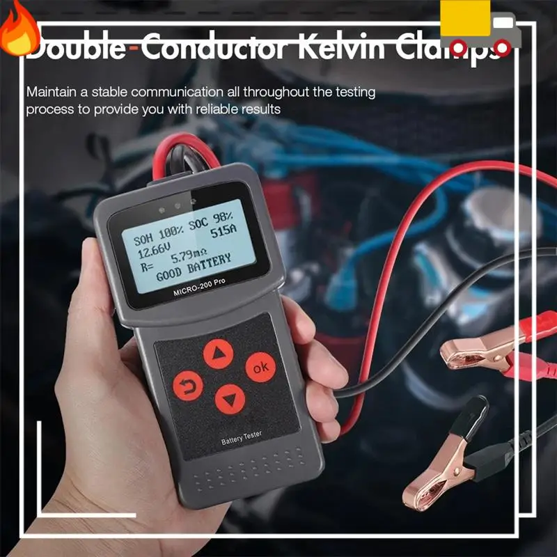

Micro-200 Pro Car Motorcycle Battery Tester 12/24V Multi-Language Digital Battery System Analyzer