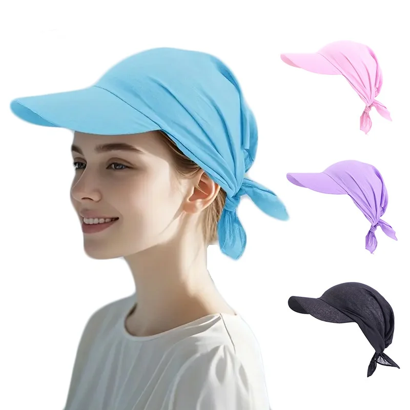 جديد للجنسين القطن قبعة للوقاية من الشمس باندانا مع حافة وشاح مربع الحجاب عمامة قبعات البيسبول في الهواء الطلق قبعات الصيف للشاطئ