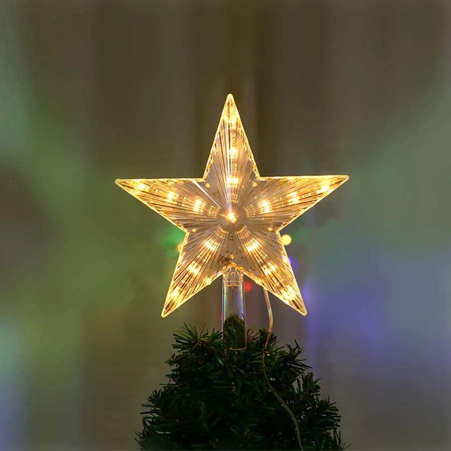 220V EU Plug Christmas Tree Top Star Fairy String Lights LED Christmas Star Garland Light for Garden Party Wedding Holiday Decor