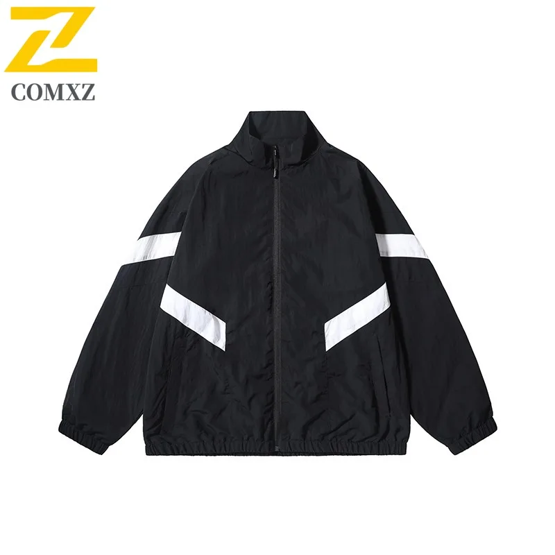 سترة COMXZ للرجال بياقة واقفة مميزة للمشي لمسافات طويلة والسفر ومريحة للدراجات النارية على طراز الشارع ملابس خريفية خفيفة الوزن ومتينة #2