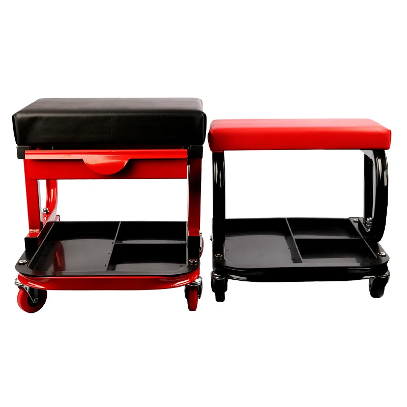 Multi‑Purpose Rolling Work Stool, Mobile Creeper Seat With Tool Tray for Automobile Repair & Polishing