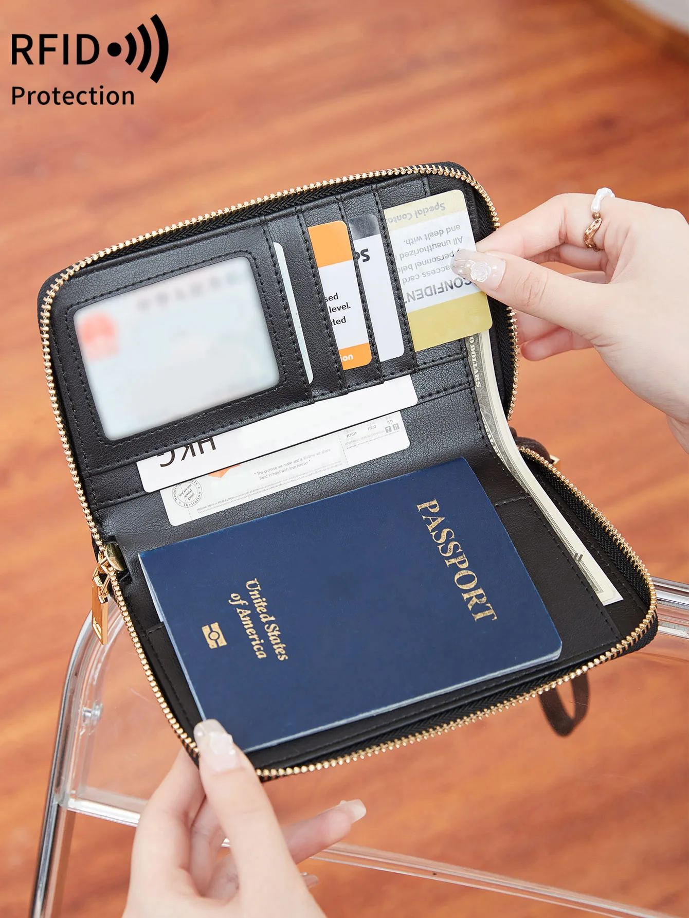 PU leather travel passport bag simple and portable large capacity passport holder multifunctionalIDcard holdertravel accessories