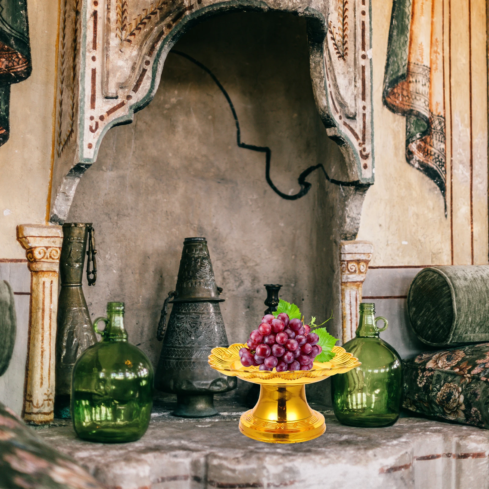 

2 Pcs Offering Buddha Fruit Plate Service Tray Bowl Serving Cake Platter Pp Footed Dish