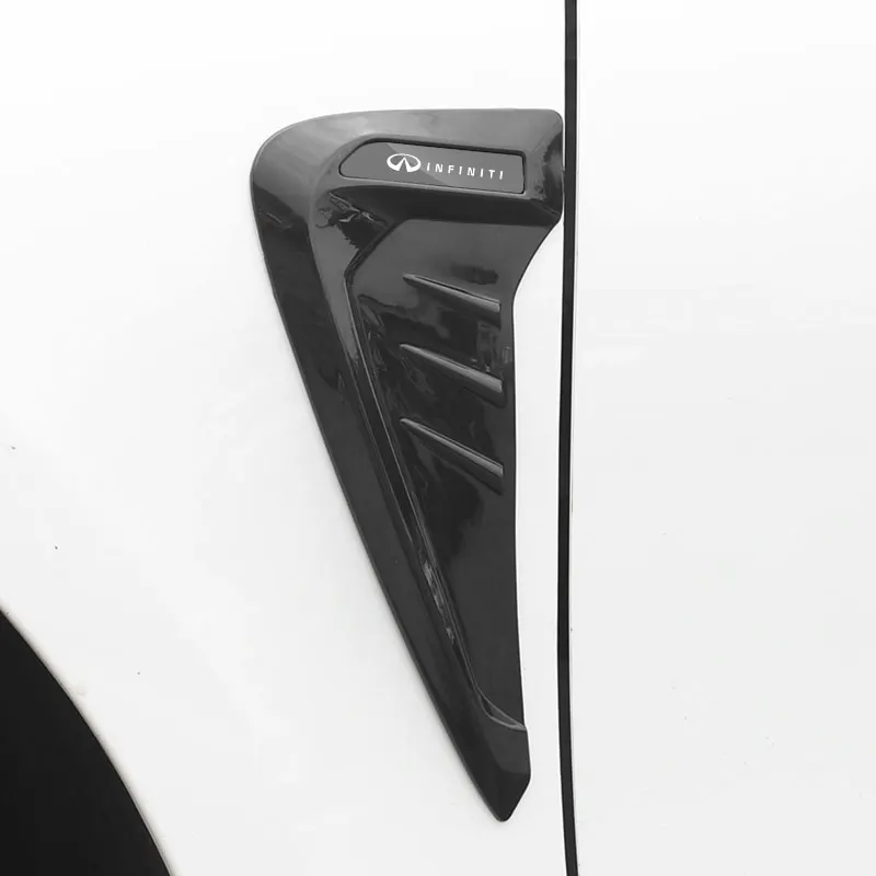 2PCS Car Retrofit Shark Air Outlet Cover Trim Fender Decorative Stickers For Infiniti Q50 G37 FX35 Q30 ESQ QX50 QX60 QX70 EX G35