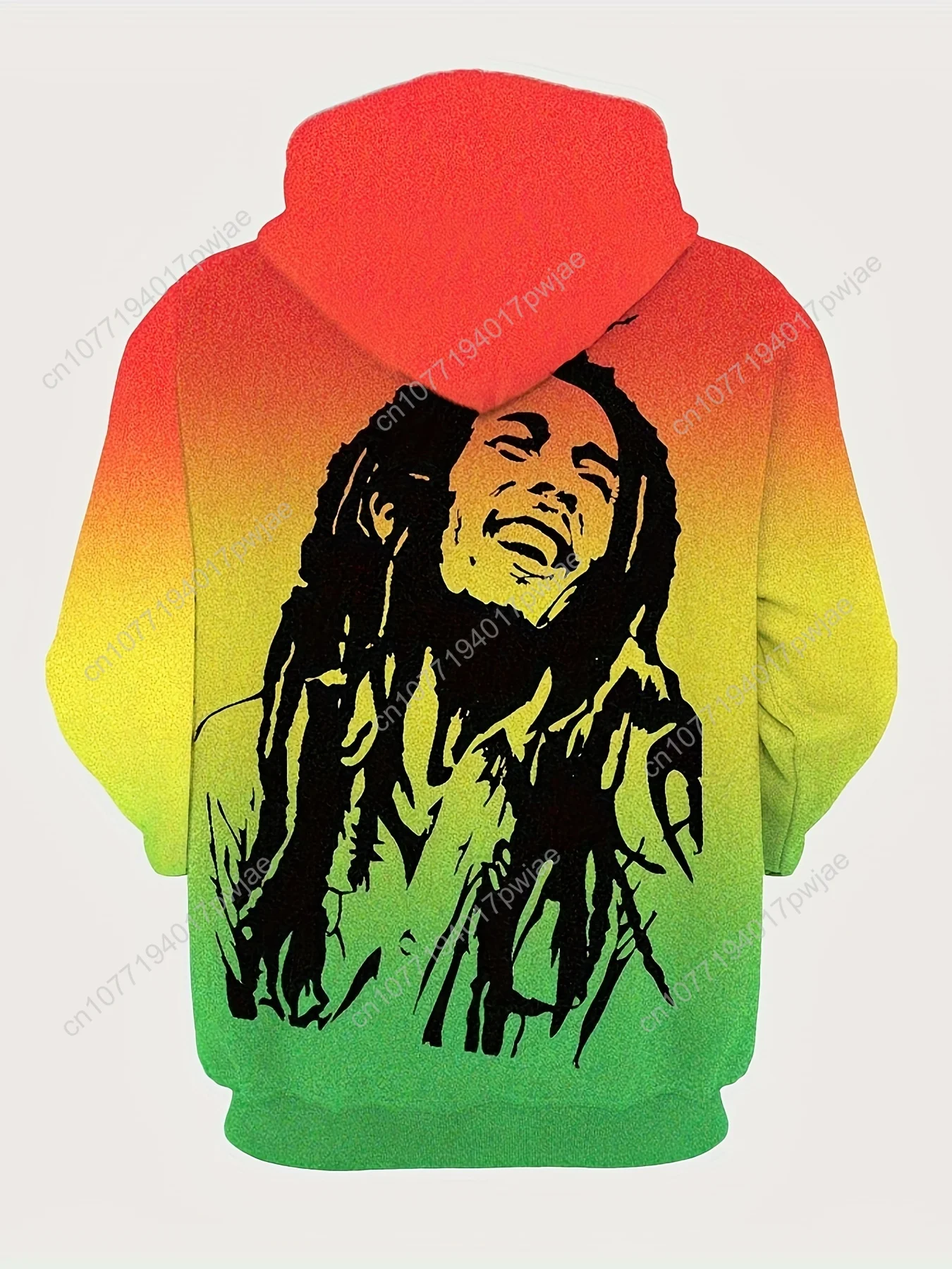 Men's Casual Hoodie with 3D Printed Singer Portrait, Retro Abstract Gradient Pattern, Long Sleeve Hooded Sweatshirt with Drawstr