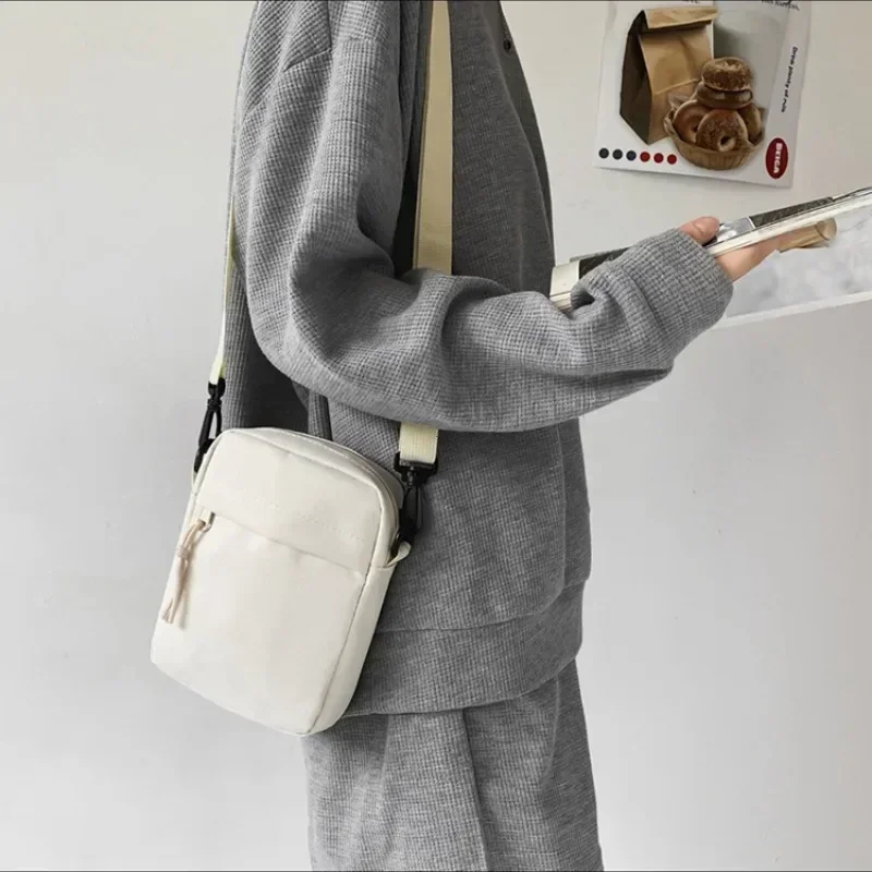 Bolsa tiracolo feminina de lona, bolsa de ombro Oxford, coreana, cor sólida, telefone, bolsa simples, bolsa, tendência, 2024