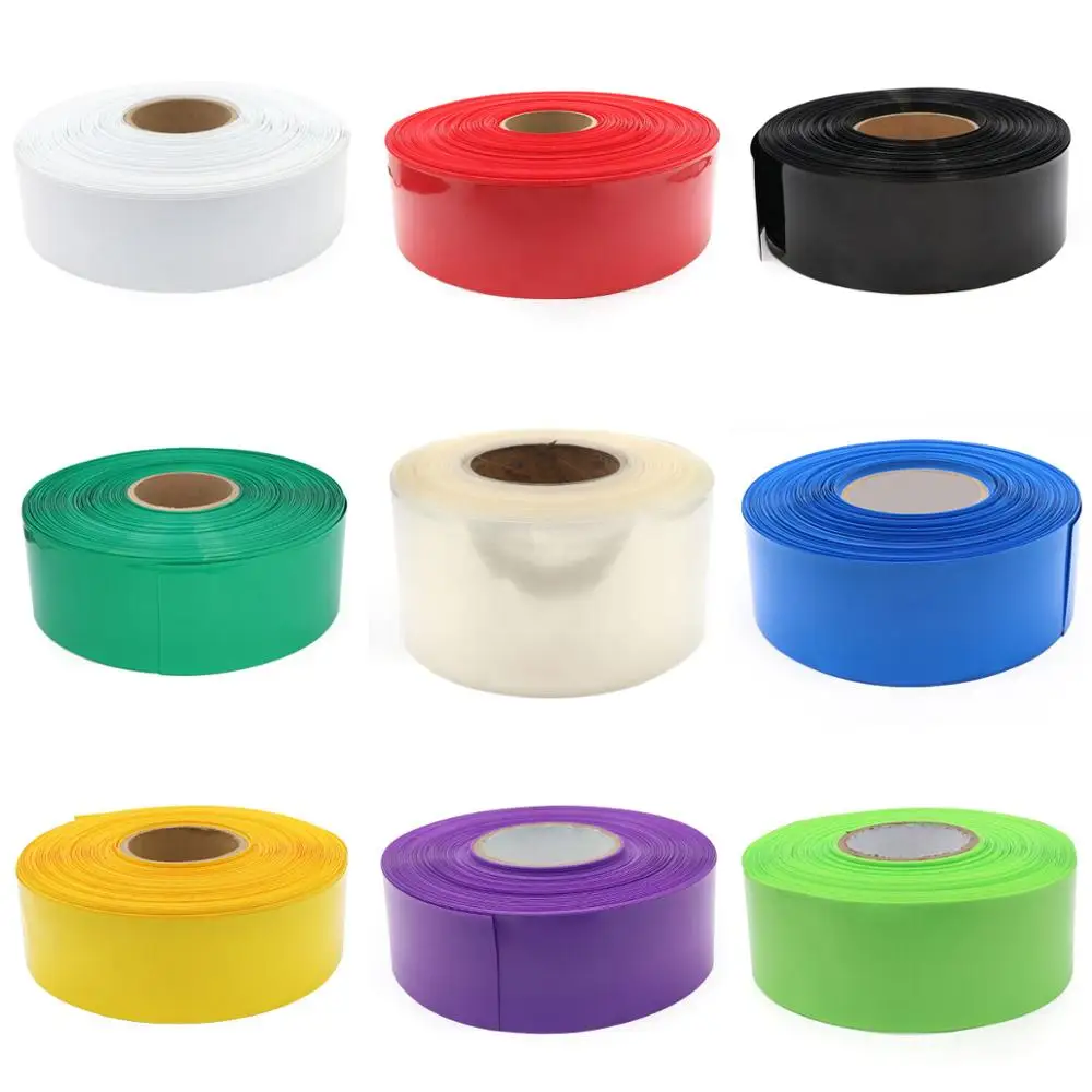 Width 17mm ~ 80mm 18650 Lithium Battery Heat Shrink Tubing Li-ion Wrap Cover Skin PVC Shrinkable Film Sleeves Insulation Sheath