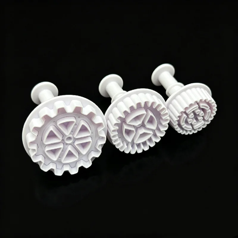 3Pcs/Set Gear Plastic Cookie Cutter Stamp Set DIY Kitchen Cake Decorating Tools Fondant Embosser Die for Biscuit Decoration